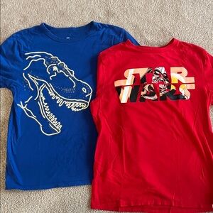 Blue Dinosaur and Red Star Wars T-Shirts